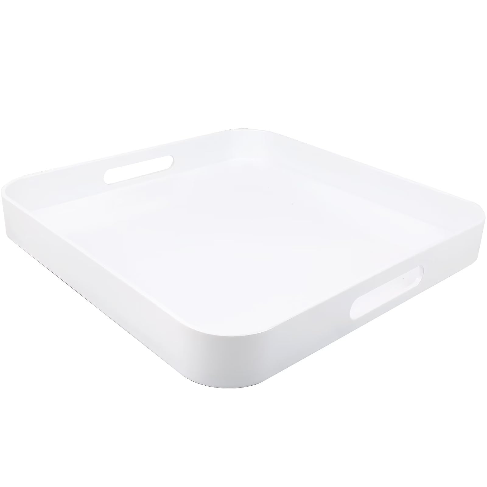 Square White Serving Tray, Ottoman Tray for Coffee Table