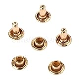 Hicello 100 Stück Nieten Leder Handwerk Antik-Messing Doppelkappe Nähen Nieten Punk-Tasche Gürtel Armreif Kleidung Kleidung Nieten Gold