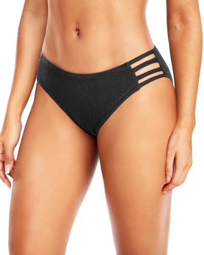 Image of Women Bikini Bottom Full Coverage Bathing Suit Bottoms Swimsuit Bottom | Low Waist Design, Side Strap Cutout, Full Rear Coverage, Secure Fit, Soft Breathable Fabric