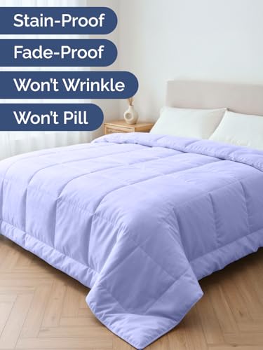 Image of King Size, Lavender Alternative Down Comforter - Warm, Lightweight & Breathable Hotel Quality Bedding Set for Men, Women, Kids & Teens - All Season Oversized Cooling Microfiber Duvet Insert Comforter