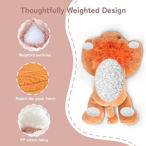 Image of Niuniu Daddy Weighted Lion Stuffed Animals, 20 Inch 3.3 lbs Weighted Plushies, Heavy Calming Body Pillow for Sleeping, Sensory Lying Lap Pad Toy Huggable Gift for Kids and Adults