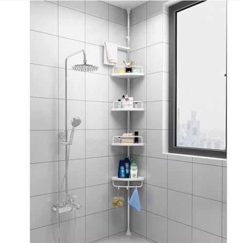 Estante de esquina ajustable de acero inoxidable con 4 niveles para organizar la ducha sin obras 2
