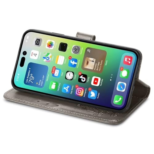 Housse iPhone 15 Plus avec clapet pliable pour visionnage vidéo