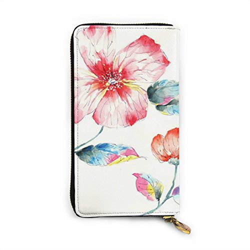 Preisvergleich Produktbild JHGFG Handgemalte Blume Echtes Leder Geldbörse Lange Damen Geldbörse Handtasche Multi Kartenhalter Organizer Für Frauen Personalisiert