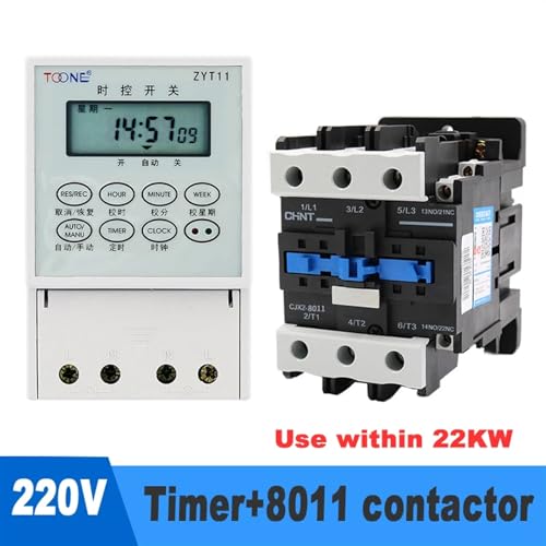 Minuterie numérique programmable rail DIN avec contacteur triphasé 220V - 3