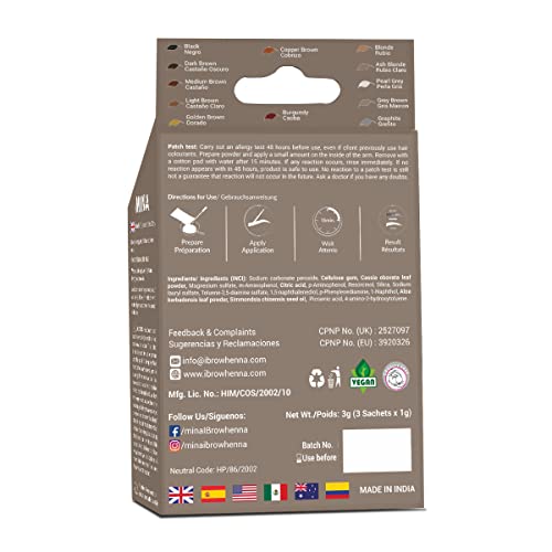 Mina Ibrow Hair Color Grey Brown|Long Lasting Natural Spot Coloring And Hair Tinting Powder With Cleanser, Water And Smudge Proof | No Ammonia, No Lead With 100% Gray Coverage Up To 30 Applications #TOP1