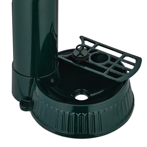 Relaxdays Standbrunnen antik, Wasserhahn & Becken, HxBxT: 87x26x43 cm, Wasserzapfsäule mit Schlauchhalter, Garten, grün