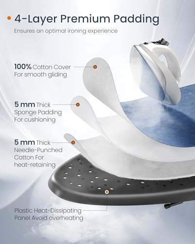 image for SONGMICS Ironing Board, Foldable Iron Board, Height Adjustable up to 3