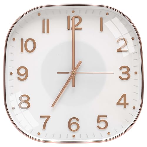 TEKCOOL Plastic Analogue Wall Clock 12" Silent Quartz Decorative Latest Wall Clock Non-Ticking Classic Clock Battery Operated Round Easy to Read for Room/Home/Kitchen/Bedrom/Office/School.Rose White''