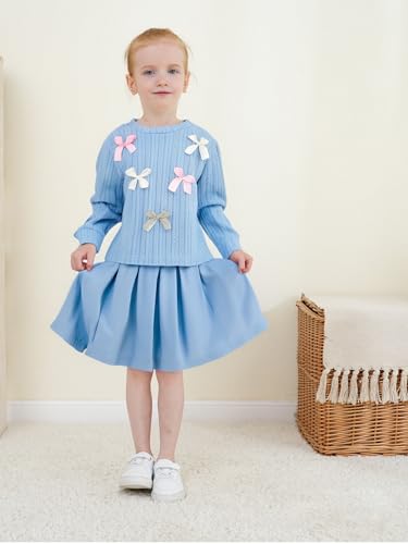 Image of Renotemy Toddler Girls Outfits Winter Little Girl Clothes Skirt Set 18M-6Y | Girls Christmas Fashion 2 Piece Outfit,Fall Knit Sweater and Skirt Set,Holiday Thanksgiving Dress Back to School Essentials