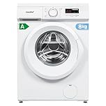 COMFEE' CFE12EW80/W-FR Lave-linge frontal 8KG, Classe énergétique A, Moteur BLDC 1400 tr/min, 15 Programmes, Prélavage, Blanc [Classe énergétique A]