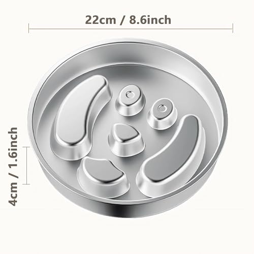 Slow Feeder Anti-Schling Hundenapf (22cm×4cm) – Futternapf Edelstahl 304 mit Rutschfestem Boden, Langlebig & Spülmaschinengeeignet – Für Große/Kleine Hunde & Katzen (Gesicht)