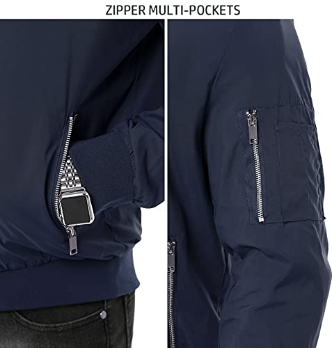 Carwornic Men's Casual Lightweight Bomber Jacket Fall Outdoor Hiking Windbreaker Spring Track Running Sport Baseball Jacket Fashion Varsity Military Flight Coat #TOP4