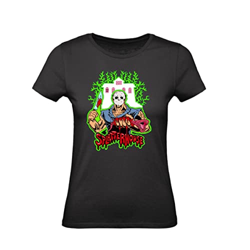  T-Shirt Donna Cotone Basic Super vestibilità Top qualità - Splatterhouse - Divertente Humor Made in Italy (Nero, XXL)
