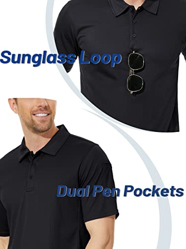 Tacvasen Men's Polo Shirts For Men With Pockets Quick Dry Hiking Airsoft Short Sleeve Polo Shirt Top, Us M #TOP2