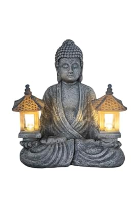 Dcmkimilv Buddha Outdoor Solar Figurine Decor Light, Meditation Small Elegant Garden Statues, Gifts for Mom, Halloween Décor Waterproof Patio Balcony Yard Lawn Ornament