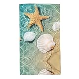 Toallas de mano de playa de verano con estrellas de mar, 16 x 27 pulgadas, toallas de microfibra suaves y altamente absorbentes para baño, ducha, entrenamiento, gimnasio, viajes