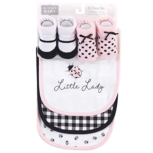 Image of Hudson Baby Unisex Baby Cotton Bib and Sock Set, Lady Bug, One Size
