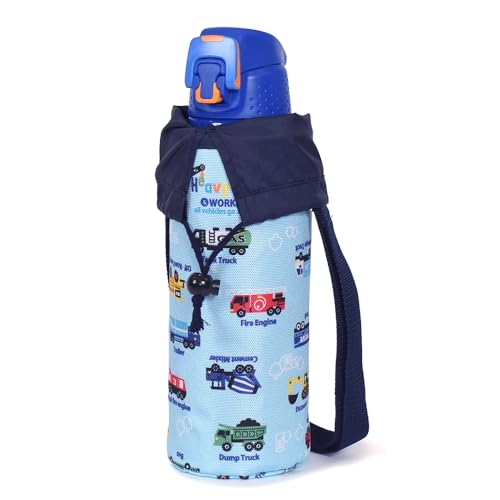 COLORFUL CANDY STYLE 水筒カバー ラージタイプ 撥水・軽量タイプ アクセル全開はたらく車(ライトブルー) はっ水 軽量 汚れにくい シワ防止 男の子 NM600810