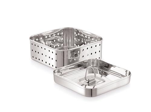 Image of Tosaa Stainless Steel Paneer Maker Mould - Medium Size (350ml) | Square Paneer /Tofu Press with Lid | Whey Separator for Homemade Paneer, Tofu & Cheese | Easy to Use & Clean