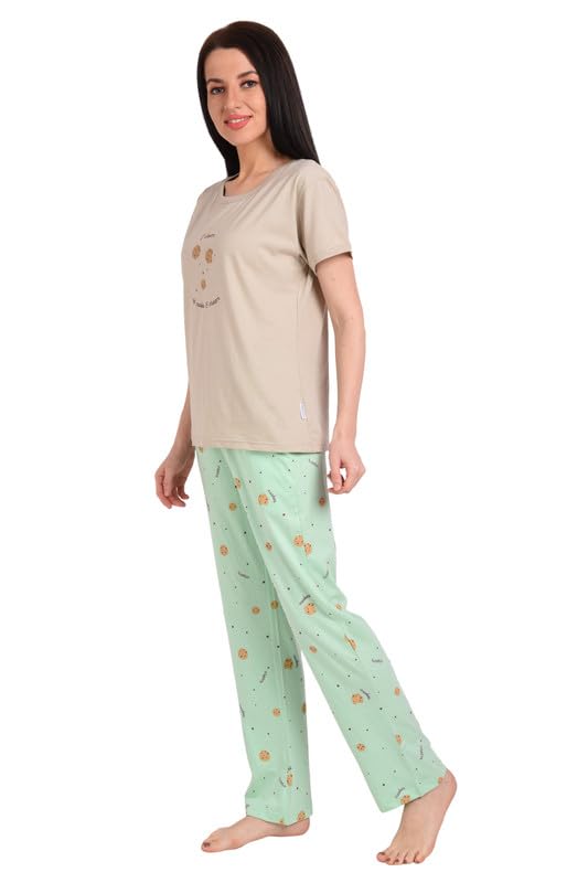 Image of Bedtime story Cotton Night Suit for Women Girls | Women's Cotton Printed Pant & Top Night Suit Set Pyjama Set Sleepwear Nightwear Nightdress Loungewear