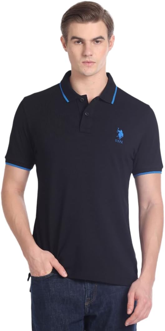 U.S. POLO ASSN.Men's Tipped Collar Pure Cotton Slim Fit Polo Shirt