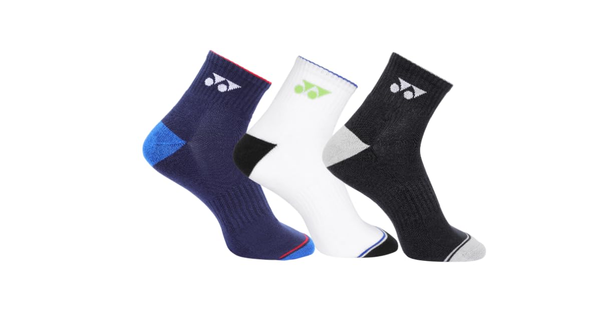 YONEX Quarter Length Performance Sports Socks (Badminton, Running, Gym & Indoor Training), Pack of 3-image-24