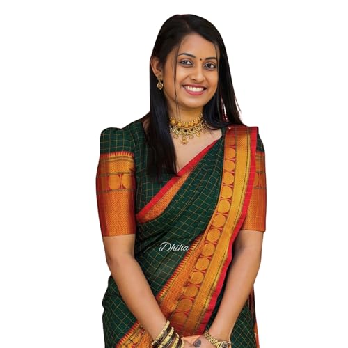 Image of Narayanpet Pure Cotton Saree for Women | Preethika Big Border Saree with Running Blouse | Tassels | Handloom Weave
