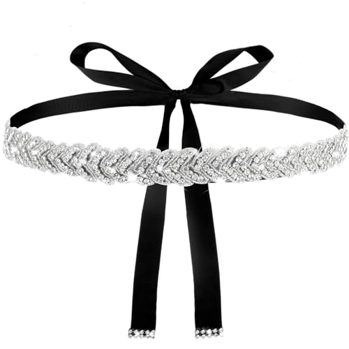 Silver Bridal Wedding Dress Belt, Adjustable Sparkly Rhinestone Belt for Formal Dress, Rhinestone Waist Belts for Women Dresses Accessories