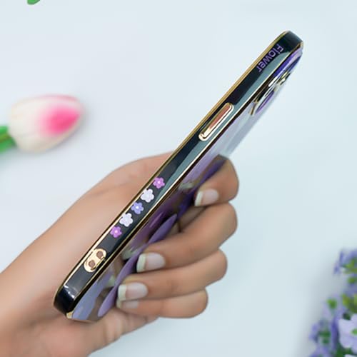 Image of Peeperly Back Cover Case for iPhone 14 Plus Soft TPU, Shockproof Protective Durable Botanical Painting Floral Petals Case for Girls & Women(Black)