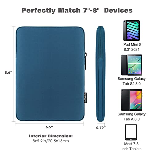 Image of MoKo 7-8 Inch Tablet Sleeve Bag, Polyester Pouch Cover Case Slim Design | Fits iPad Mini (A17 Pro) 8.3 inch 2024, iPad Mini 6 /5 /4 /3 /2 /1, Samsung Galaxy Tab S2 8.0, Tab A 8.0, ZenPad Z8s 7.9, Peacock Blue
