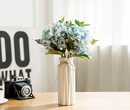 Florero de cerámica blanco para decoración del hogar, estilo moderno, florero de 9.5 pulgadas de alto para estante de mesa, jarrón de decoración del hogar para chimenea, dormitorio, cocina, 4