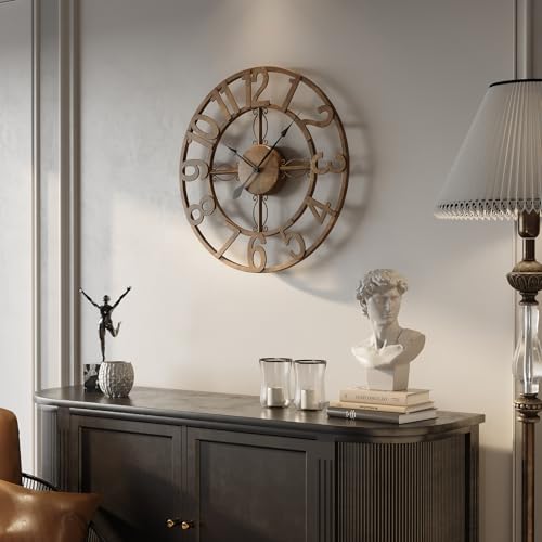 Image of Cuspin Wall Clock for Living Room Decor 16 Inch Bronze Metal Wall Clock