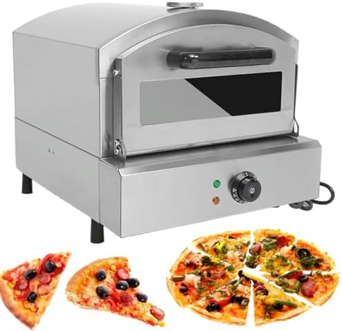 Electric Pizza Maker with 12" Stone, Stainless Steel Countertop Oven, 2-Tier Design for Indoor/Outdoor Cooking, Perfect for Homemade Pizza Lovers