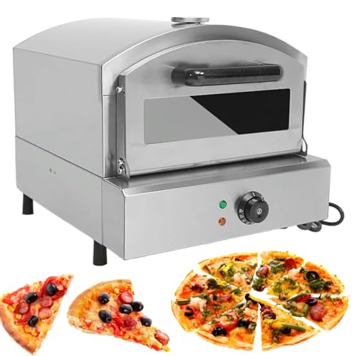 Electric Pizza Maker with 12" Stone, Stainless Steel Countertop Oven, 2-Tier Design for Indoor &amp; Outdoor Cooking, Perfect for Homemade Pizzas &amp; Parties