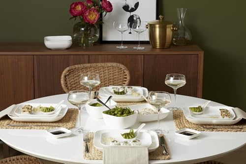 Image of Lenox Dinnerware Set, Studio 1414 Square 16-Piece Set, Service For 4, Bone China Material, Dishwasher & Microwave Safe, Home And Kitchen, Kitchen And Dining, Plates And Bowls Sets (White, 16 Pieces)