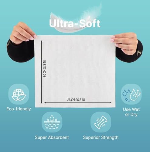 Nat.&Co. Derma Care Pro 100% USDA Biobased Material XL Towel - Professional Grade Extra Large Face Towels - Bio-Based Towel, Makeup Remover Dry Wipes, Facial Wash Cloths for Sensitive and Clean Skin - 5