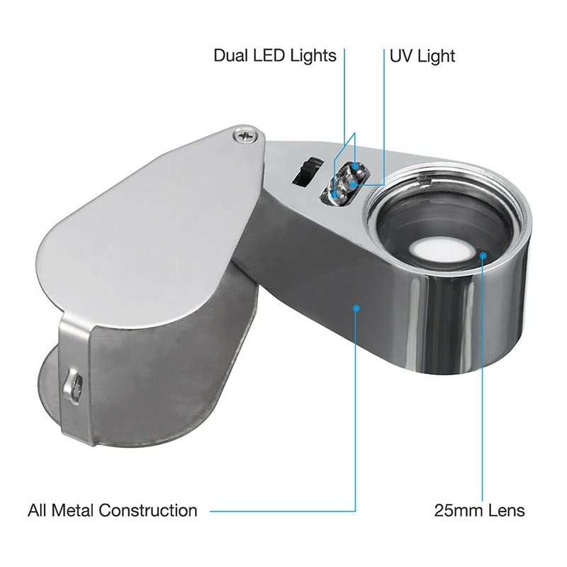 Microscope LED 40x Loupe Magnifying Optical Instruments Handheld Microscopes