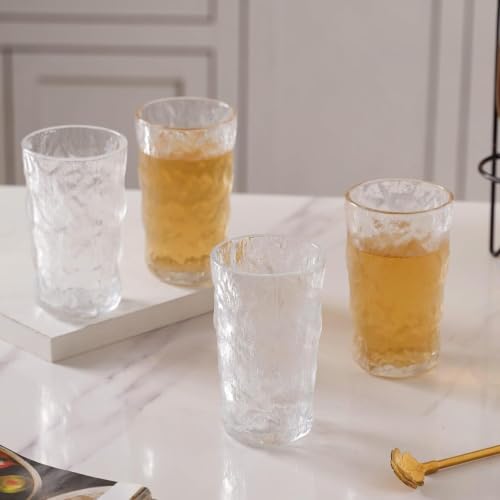 Image of Inovique Enterprises Frosted Clear Water Glass Set of 2 | 350ml Transparent Glacier Water Glass Tumblers for Cold Drinks, Mocktails & Daily Use