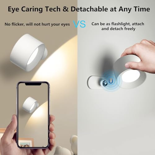 Lampara de pared USB giratoria 360 con control tactil blanco 2