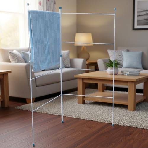2 Fold Clothes Airer Laundry Drying Rack – Foldable Indoor Outdoor Concertina Dryer Stand, Space-Saving Metal Frame with Non-Slip Feetfor Clothes & Towels - Image 6