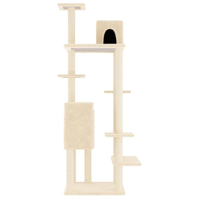 Foto 6 de 7 de vidaXL Rascador para Gatos con Postes de sisal Crema 154 cm