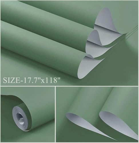 Dimoon 118''x17.7'' Green Peel and Stick Wallpaper Contact Paper Modern Self Adhesive Wall Paper Removable Renter Friendly Textured Solid Color Shelf Cabinet Vinyl Roll (118''x17.7'',Spring Green) by Dimoon - Image 2