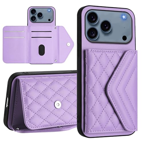 Étui iPhone 17 en cuir violet pour trier vos cartes en terrasse