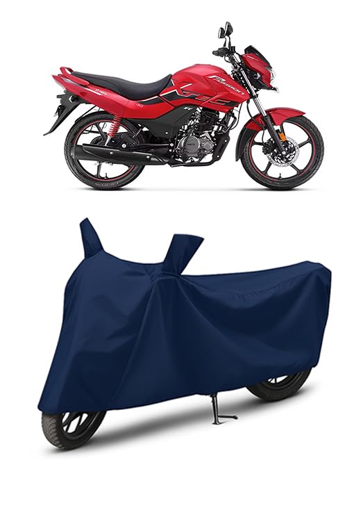 Image of Waterproof Bike Cover for Hero Passion Xtec | All Weather Protection from Rain, Dust, UV Rays & Scratches with Mirror Pockets & Buckle Belt | Passion Xtec Bike Cover