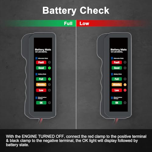 Image of 12V Car Battery Tester and Alternator Tester, Automotive Load Tester Indicator, 12 Volt Auto Check for Automobile