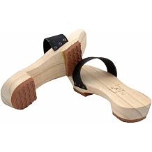 Wooden clogs, Japanese wooden clogs sandals slippers, country civil shoes nostalgic wooden wooden surface environmental protection wooden slippers men's large slippers Color Black 1, Size EUR43