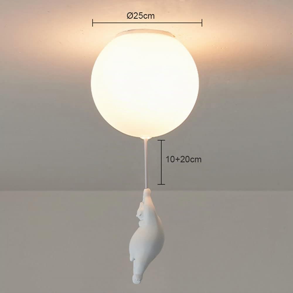 Nordico Salotto Studio Luci A Palloncino Stanza Dei Bambini Plafoniera E27 Orso Lampada Da Soffitto Cameretta Lampade Ragazzo Ragazza Illuminazione Interna Lampadina G9 Lampadario Ø25CM,B