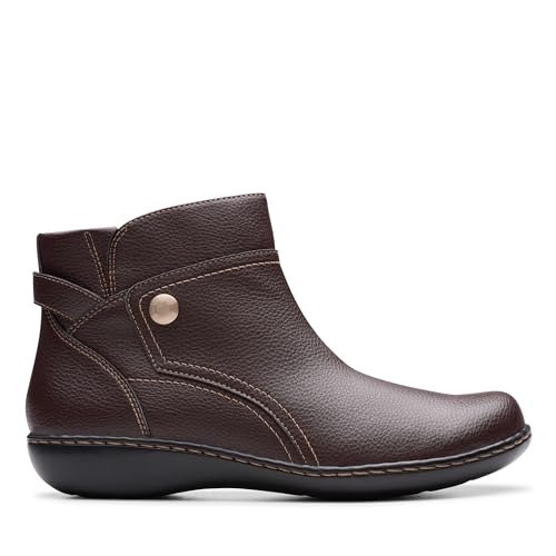 Clarks Clarks Collection Women's Ashland Mabel Ankle Boot, Dark Brown Tumbled Leather, 12 Medium US