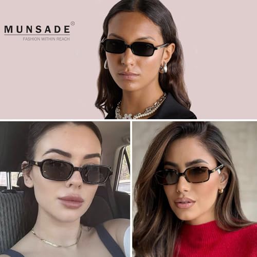Retro Rectangle Sunglasses for Women Vintage Trendy Small 90s Style Narrow Square Frame UV400 Protection3